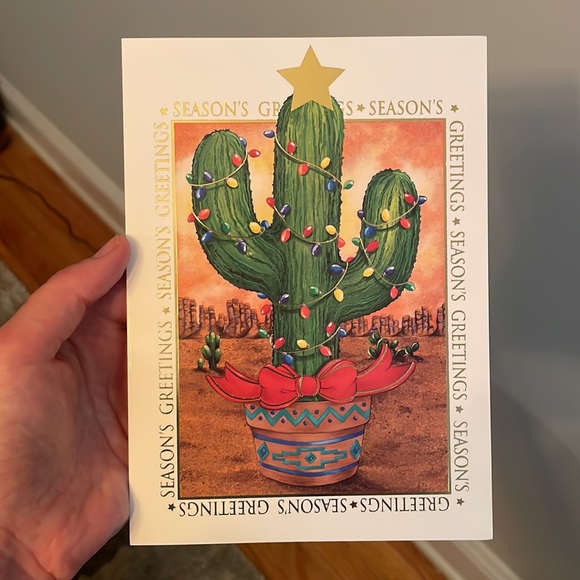 Christmas Cactus Season’s Greetings Holiday Cards - Picture 2 of 4